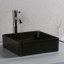 Firkantet vask 37cm | Overlejret | Matsort overflade