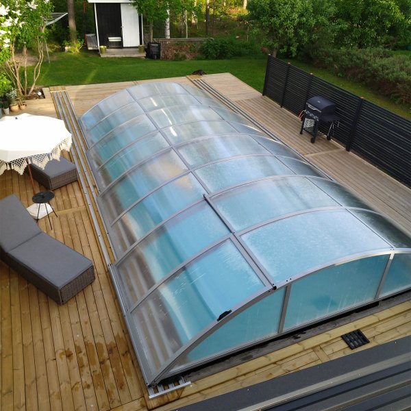 Pool tag 4x8m med sidedr | Slidbar - Aluminium