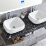 Badevrelsespakke marmor | Dobbelt vask | LED spejl med bluetooth