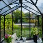 T-formet drivhus i glas 12,8m | 4mm sikkerhedsglas | 5 rs stormgaranti