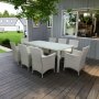 Udendrs mbler i hvid kunstrattan | Spisegruppe med 8 stole | Lyfco Lysekil