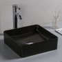 Firkantet vask 37cm | Overlejret | Matsort overflade